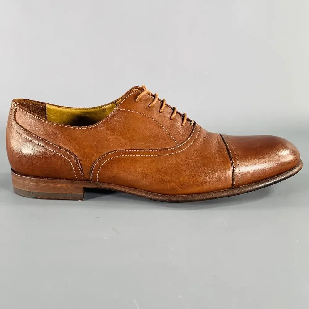 PAUL SMITH Size 7 Brown Leather Cap Toe Oxford Lace-Up Shoes